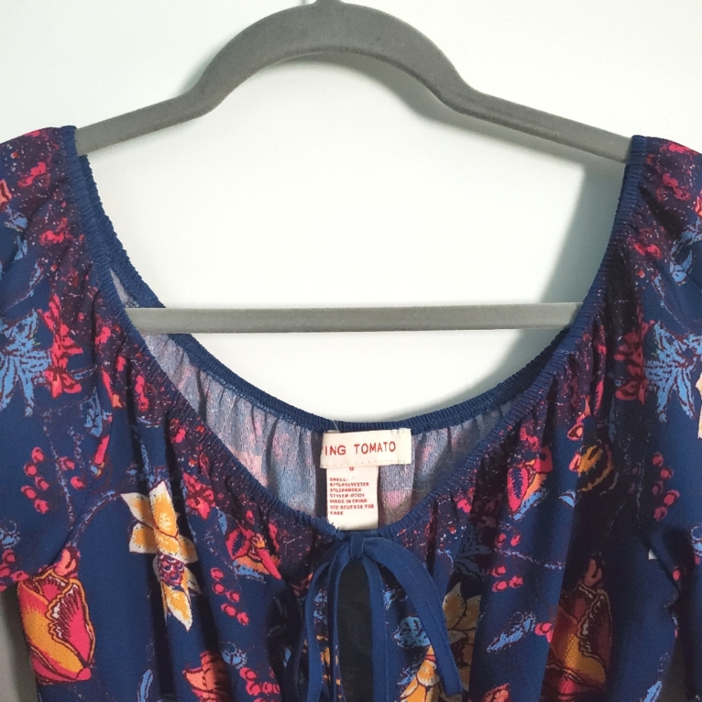Flying Tomato Power of Love bell sleeve boho floral romper, size S - Picture 5 of 11